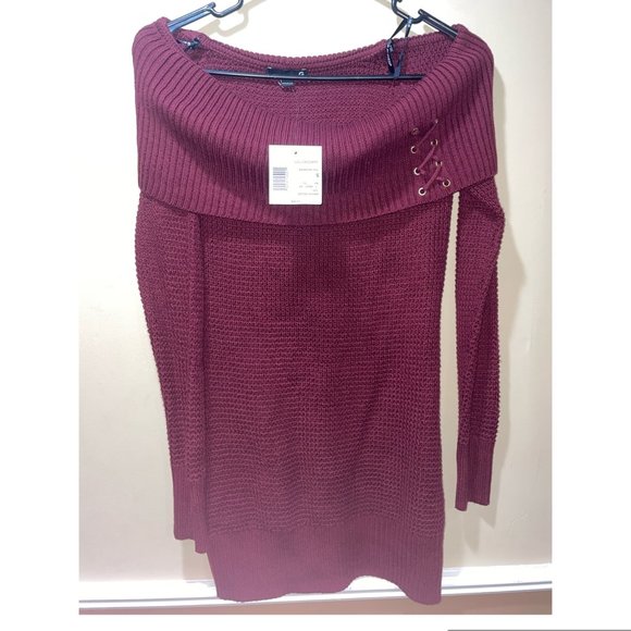 G by Guess Knit Long maroon/burgundy sweater size small - Picture 2 of 4
